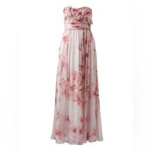 FOREVER NEW J’adore Floral Cherry Blossoms silk pink maxi dress size 6